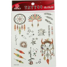 Zero Land Techmrt Kızılderili Tattoo Dövme Sticker - Beyaz