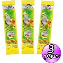 Gold Wings 2 x 3'lü Kraker Paraketler İçin Taze Meyve ve Tahıllarla Hazırlanmış Doğal İkram