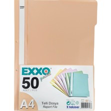 Exxo 50'li Şeftali Telli Dosya A4 Ölçülerinde Renkli Arşivleme İçin Uygun