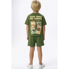 Monila Erkek Çocuk Pamuklu Antrasit Köpek Baskılı T-Shirt ve Şort Takım