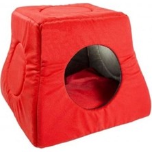 Panda Group Kırmızı Üç Fonksiyonlu Kedi Yatak Minder Silinebilir Leke Tutmaz Kumaş 35x45x50 cm