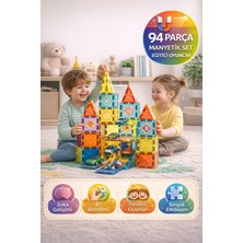Toyfest 94 Parça Manyetik Blok Set – Eğitici Zeka Geliştirici Çocuk Oyuncak Yapı Oyunu 5,5 cm