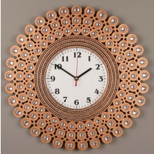 Lebron Lüks Taş Işlemeli  Duvar Saati 40X40 cm Bakır