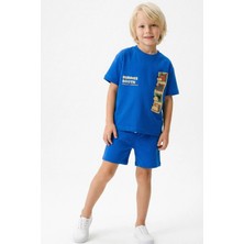 Monila Erkek Çocuk Pamuklu Antrasit Köpek Baskılı T-Shirt ve Şort Takım