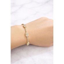 Ascera Baget Zirkon Taşlı 316L Çelik Bileklik – Altın Renk Kararmayan Şık Kadın Bilekliği