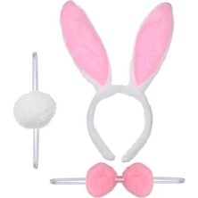 Kaymak Home Tavşan Kostüm Seti Taç Papyon Kuyruk Pembe Renk