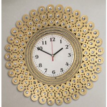 Lebron Lüks Taş Işlemeli  Duvar Saati 40X40 cm Gold