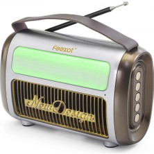 MiraLive Bluetooth Nostaljik Fm Radyo USB Tf Aux Rgb Taşınabilir Hoparlör - Kahverengi FX2512B