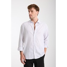 Tarz Cool Erkek Ince Çizgili Rahat Regular Gömlek