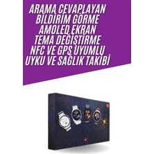 MiraLive Unısex Yuvarlak Ekranlı 7 Kordonlu Akıllı Saat Gps Destekli Çoklu Kordon Seçeneği