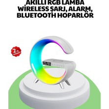 MiraLive Bluetooth Hoparlörlü Rgb Atmosfer Lambası Kablosuz Şarj ve Saat Özellikli