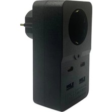 MiraLive Isıya Dayanıklı Termal Akım Korumalı 1 Priz Girişli 2 USB Girişli 2 Type-C Girişli Pirz