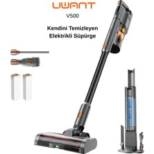 UWANT 25.000Pa Emiş Gücüne Sahip Kendisini Temizleyebilen BLDC, Şarjlı, Standlı Dikey Süpürge V500 Gri