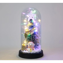 Antakya Yöresi Yılbaşı Temalı Işıklı Dekoratif Cam Fanus - Model 7