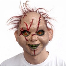 MiraLive Saçlı Chucky Korku Maskesi – Gerçekçi Dikişli ve Detaylı Maske