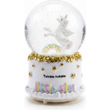 MiraLive Pilli Işıklı Müzikli Kar Küresi–pony At Figürlü Eğlenceli Masaüstü Biblo, LED Aydınlatm