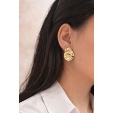 Ascera Organik Form 316L Çelik Küpe – Altın Renk Gold Kaplama Kararmayan Modern Kadın Küpesi