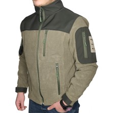 LIGHTINGHM Askeri Erkek Haki Tactical Softshell Polar Fermuarlı Mont Ceket