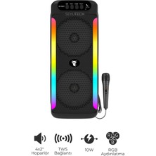 Seyutech Taşınabilir Bluetooth Hoparlör Çok Renkli RGB LED Işıklı Mikrofon Hediyeli 10W