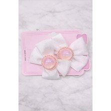 Nati Co Kız Çocuk Beyaz Renk Taş Detaylı Fiyonk Toka – 2’li Set