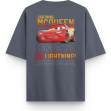 Overoz Cars Mcqueen Araba Sırt Baskılı Yarı Oversize Unisex T-Shirt 1227