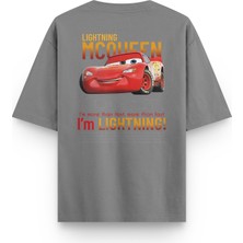 Overoz Cars Mcqueen Araba Sırt Baskılı Yarı Oversize Unisex T-Shirt 1227