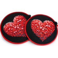 Odea Kalp Desenli Siyah Kırmızı Amerikan Servis 2’li Set