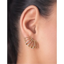 Ascera Zirkon Taşlı 316L Çelik Çivili Küpe – Altın Renk Kararmayan Şık Kadın Küpesi