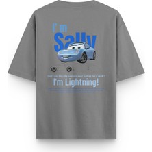 Overoz Cars Sally Araba Sırt Baskılı Yarı Oversize Unisex Tshirt 1228
