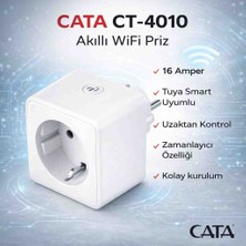 Cata CT-4010 Wifi Akıllı Priz 16 Amper Isıya Dayanıklı Plastik Gövde ile Uzaktan Kontrol