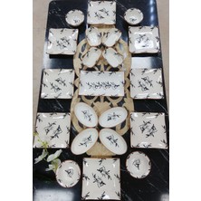 Yiğit Seramik Züccaciye Yiğit Seramik Zeytindalı 21 Parça Kahvaltı Takımı 8 Kişilik Desenli Renkli Seramik Set