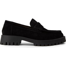 Deery Kadın Hakiki Süet Siyah Loafer Ayakkabı - 02034ZSYHC01