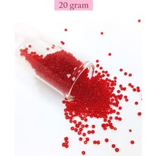 Marsilyan Dökme Cam Kum Boncuk (11/0) 2 mm - 20 Gram -  Şeffaf Kırmızı - BNC021
