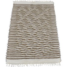 Zehra Abla Halı Yeni El Dokuma Çizgili Tiftik Yün Siirt Battaniyesi Kilim 7123