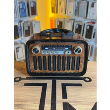 Avcı Teknoloji Market Lüks Ceviz Desenli Nostalji Radyo Bluetoothlu Sb Sd Kart Girişli Şarjlı Müzik Kutusu