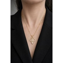 Ascera Baget Taşlı 316L Çelik Kolye – Altın Renk Kararmayan Geometrik Kadın Model