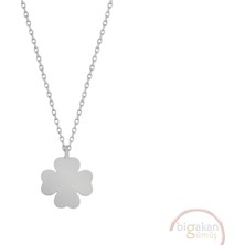 Bigakan Dört Yapraklı Yonca Şans Taşsız Model 925 Ayar Gümüş Kadın Kolye