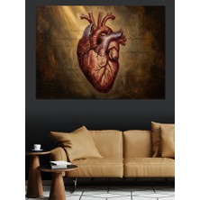 Artmeg Anatomik Kalp ve Damarlar Çizimi Dekoratif Kanvas - Mdf Ahşap Tablo