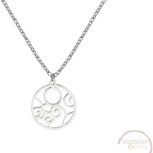 Bigakan Soyut Motifli Daire Taşsız Model 925 Ayar Gümüş Kadın Kolye