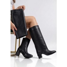 Twinsies E-Pazar Wila Siyah Cilt Topuklu Tak Çıkar Çizme