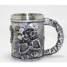Antakya Yöresi Sonsuz Aşk Iskelet Tasarımlı 3D Kabartmalı Çelik Kupa Bardak