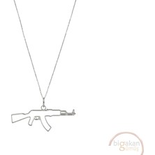 Bigakan Keleş Ak 47 Ince Zarif Taşsız Model 925 Ayar Gümüş Kadın Kolye