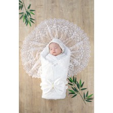 Sitilin Kız Erkek Bebek Unisex Lüks Duvaklı Kundak Battaniyesi Yenidoğan Hediyesi STL4922