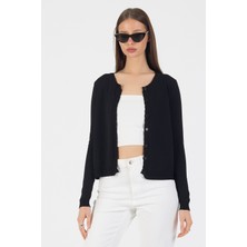 EkinDemir Yuvarlak Yaka Düğmeli Basic Şık Triko Hırka Minimal Tasarım