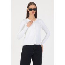 EkinDemir Yuvarlak Yaka Düğmeli Basic Şık Triko Hırka Minimal Tasarım