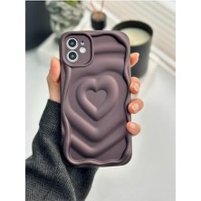 Daisy Store Iphone 12 ile Uyumlu 3D Kabartma Mat Kalp Silikon Kılıf