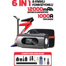 Enshall Süpürgeli Akü Takviye Cihazı 12000MAH Çantalı Fenerli Süpürge ve Powerbank Özellikli Akü Takviyeli Araç Lastik Kompresörü