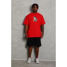 Antakya Yöresi Erkek Baskılı T-Shirt Kısa Kol Bisiklet Yaka Regular Fit Rahat Kalıp Günlük Tişört - Kırmızı