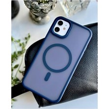 Daisy Store 11 (12 Görünümlü) Uyumlu Mat Lacivert Kablosuz Şarj Özellikli Darbe Önleyici Şeffaf Silikon Kılıf - Lacivertmat