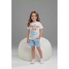 Yağmur Giyim Pjkskt Ballerina Cappucino Desenli Şortlu Kız Çocuk Kısa Kol Takım 6593